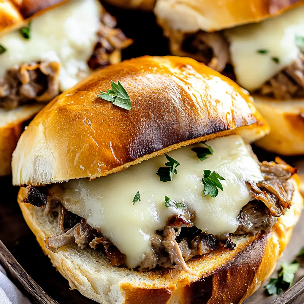 Crafting Crockpot French Dip Sandwiches Easy Dinner 3 CRAFTING CROCKPOT FRENCH DIP SANDWICHES centered hero view, clean and uncluttered