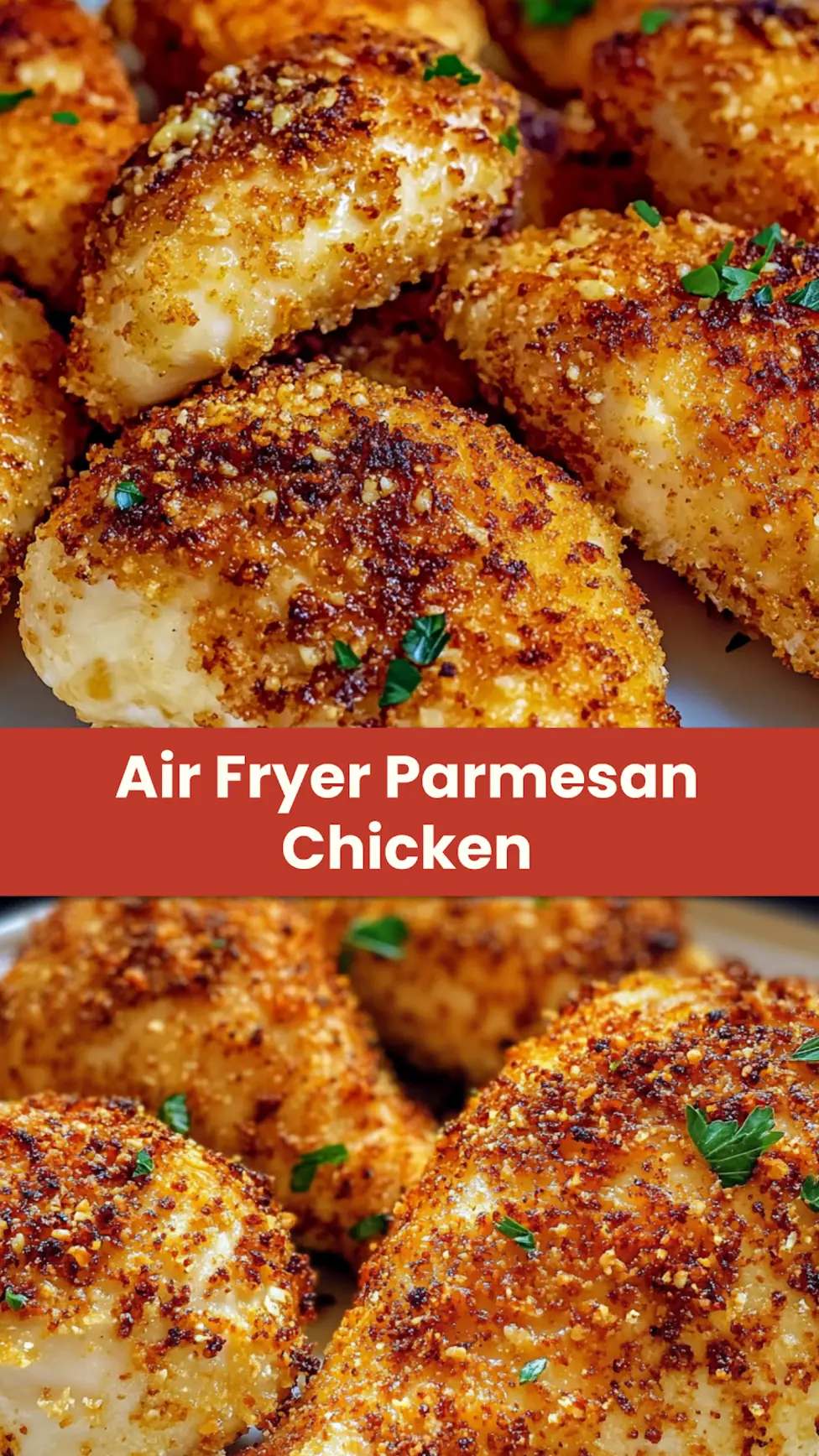 Crispy Air Fryer Parmesan Chicken Easy Weeknight Dinner 4 Crispy Air Fryer Parmesan Chicken centered hero view, clean and uncluttered
