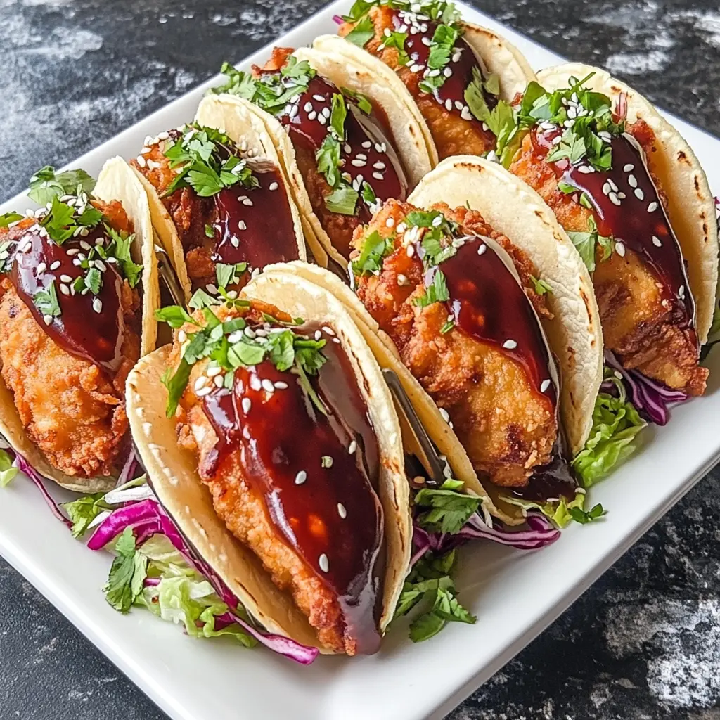 Crispy chicken wonton tacos with golden fried shells and teriyaki glaze