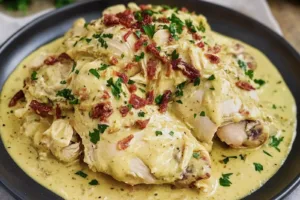 CROCK POT CRACK CHICKEN centered hero view, clean and uncluttered