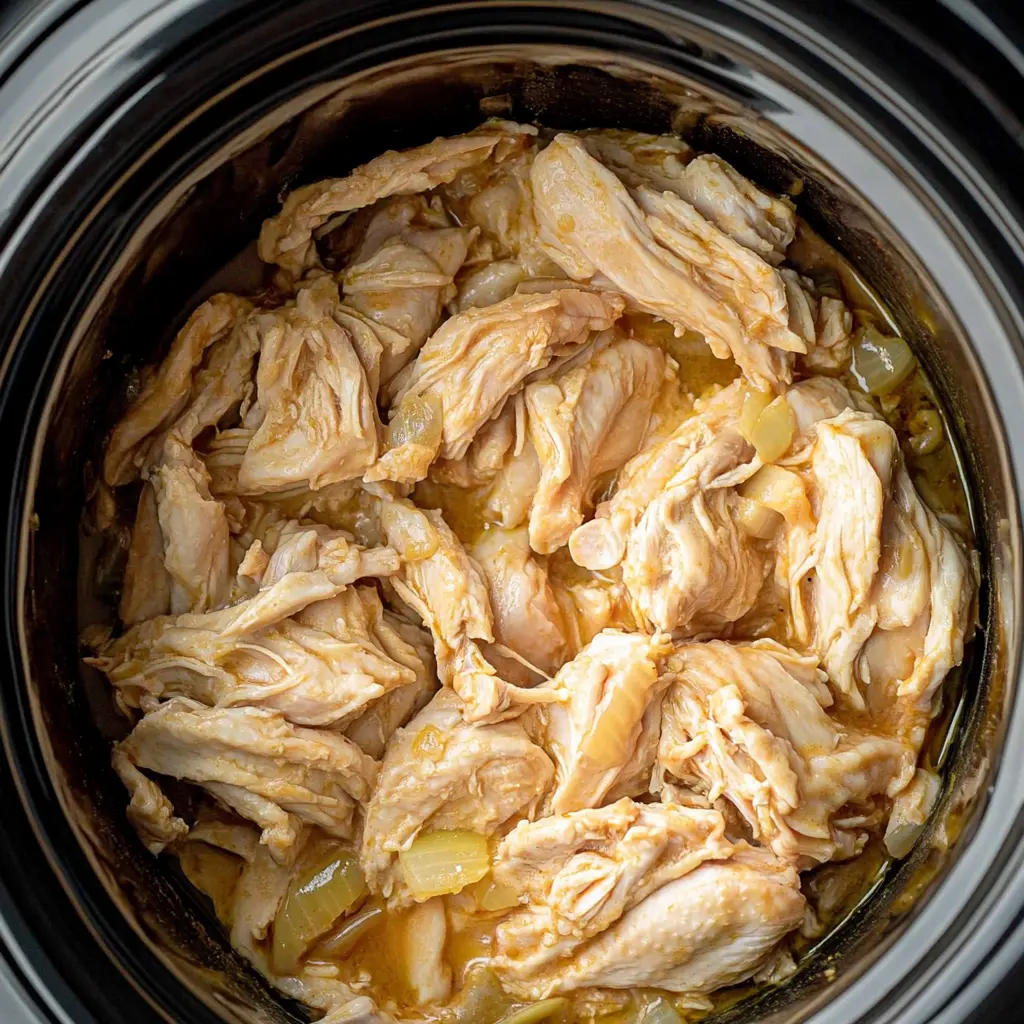 CROCK POT MISSISSIPPI CHICKEN centered hero view, clean and uncluttered