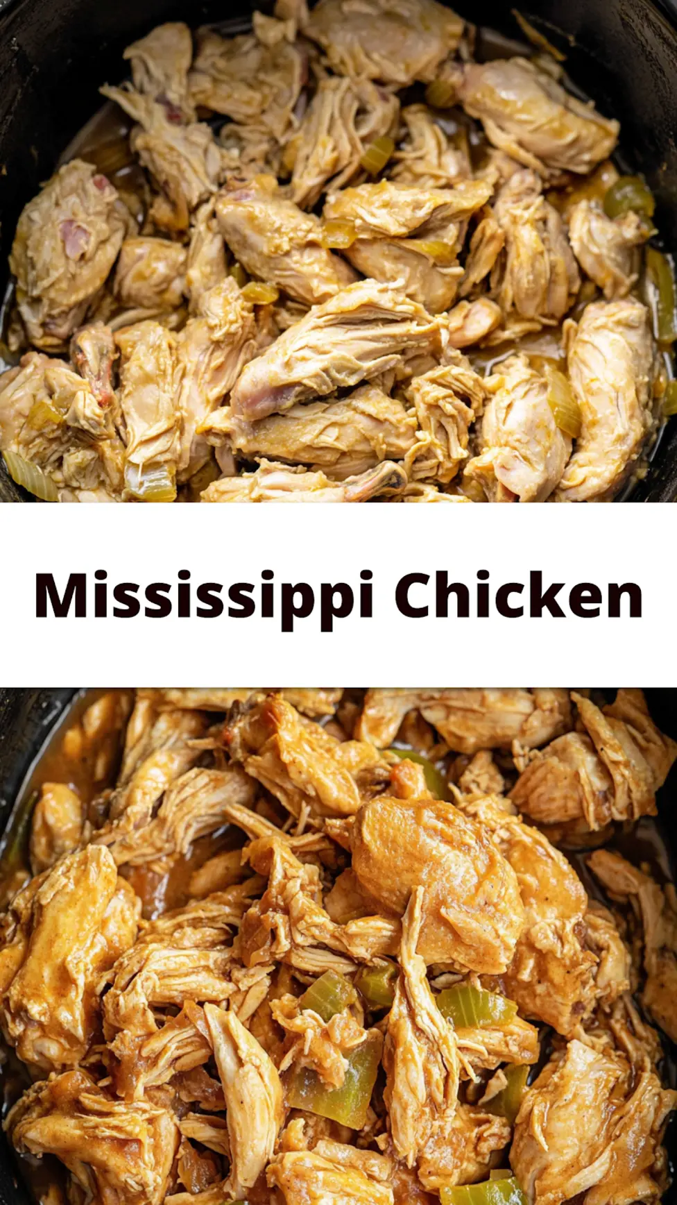 CROCK POT MISSISSIPPI CHICKEN centered hero view, clean and uncluttered