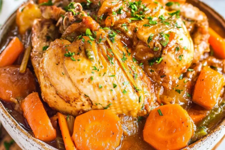 CROCKPOT CHICKEN POT ROAST centered hero view, clean and uncluttered