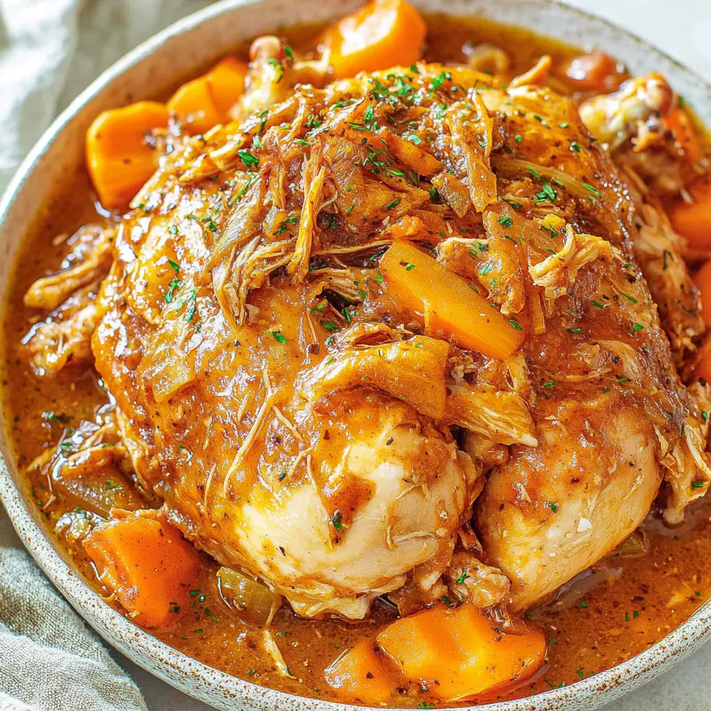 CROCKPOT CHICKEN POT ROAST centered hero view, clean and uncluttered