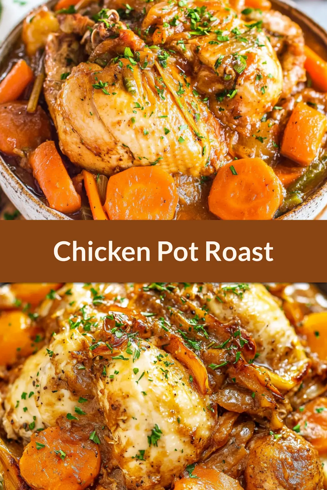 CROCKPOT CHICKEN POT ROAST centered hero view, clean and uncluttered