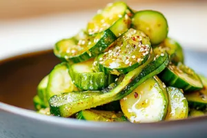 CUCUMBER SALAD TIKTOK centered hero view, clean and uncluttered