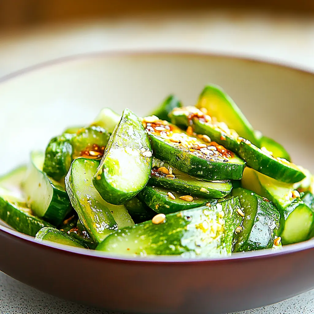 Cucumber salad TikTok centered hero view, clean and uncluttered