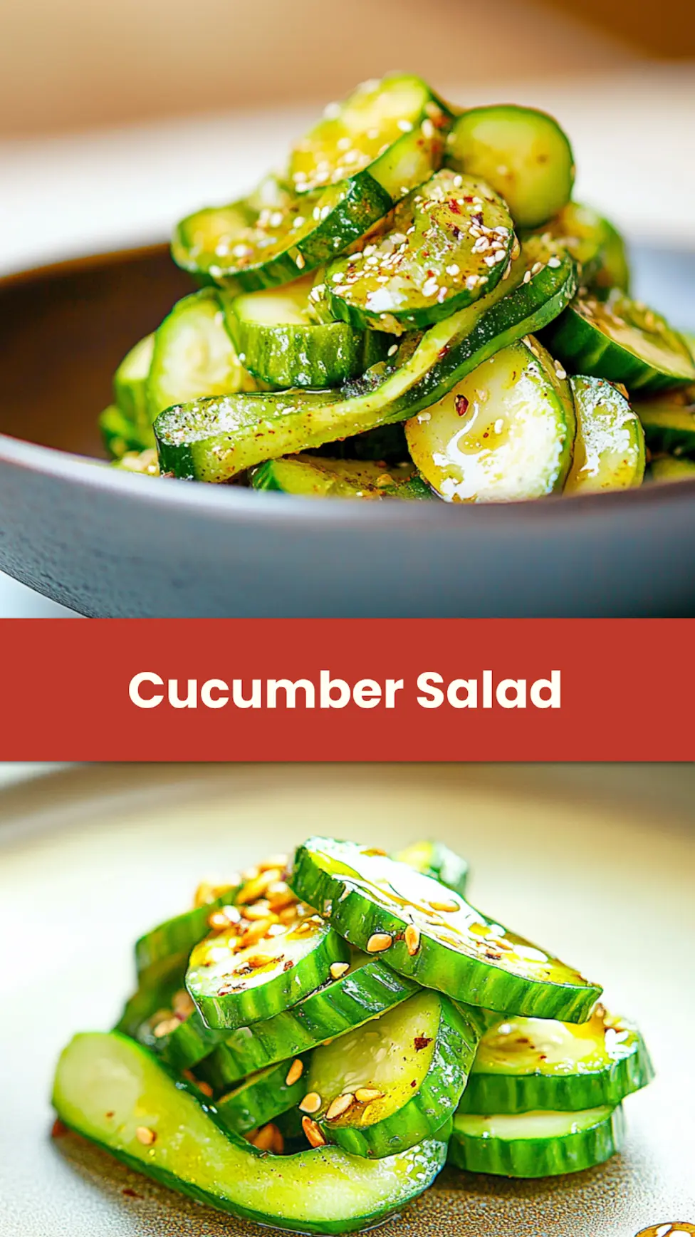 Cucumber salad TikTok centered hero view, clean and uncluttered