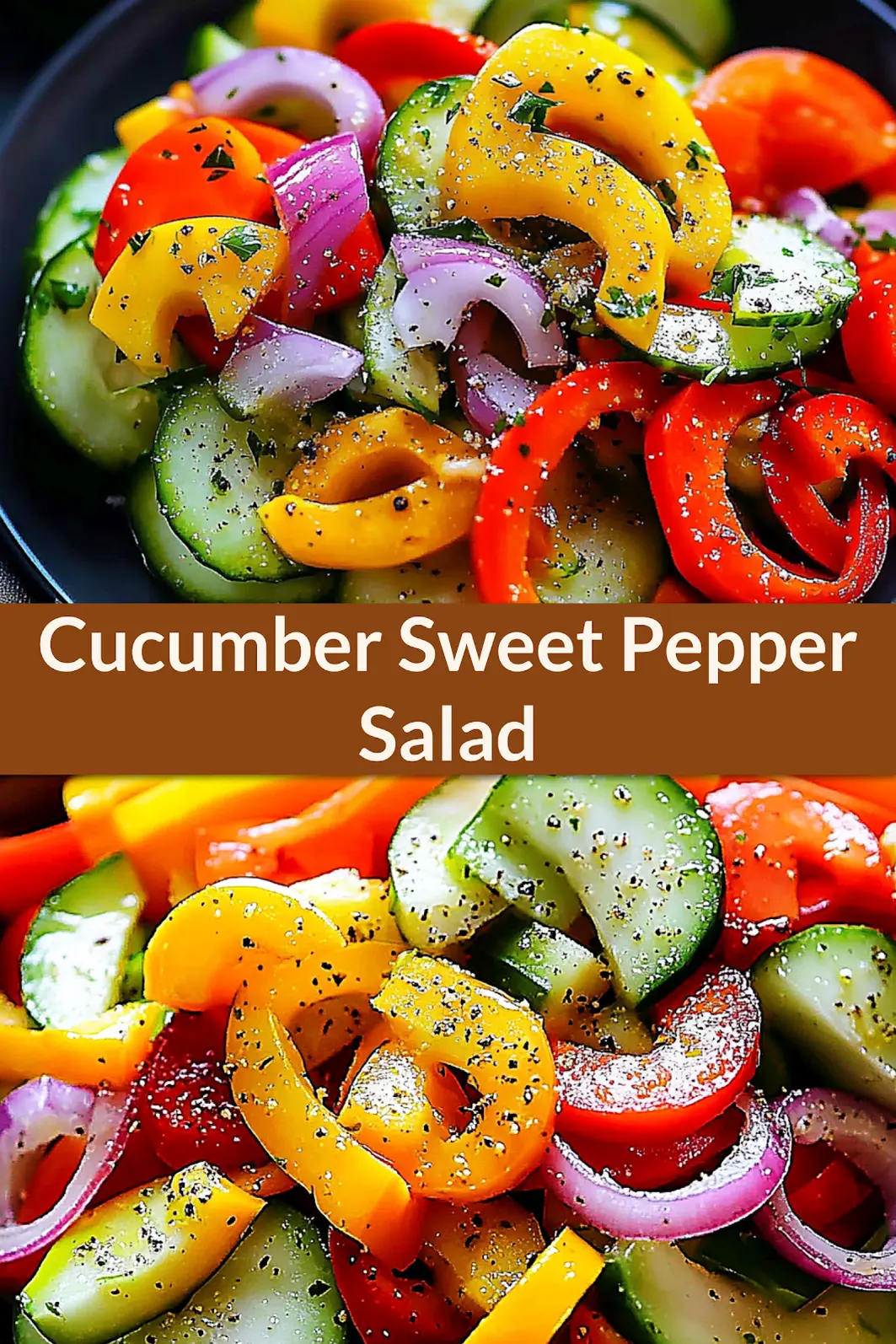 CUCUMBER SWEET PEPPER SALAD centered hero view, clean and uncluttered
