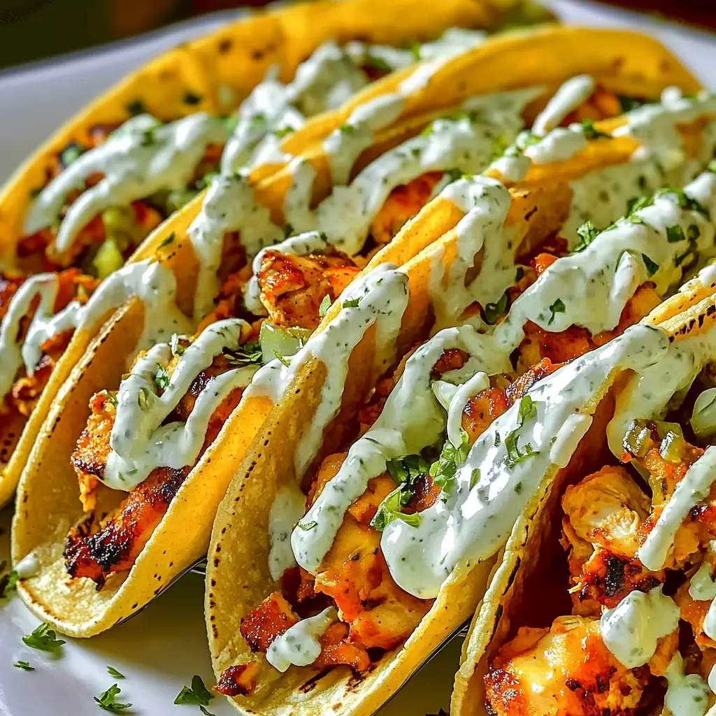 Dill Pickle Ranch Smash Chicken Tacos with crispy cheese, pickles, and creamy ranch