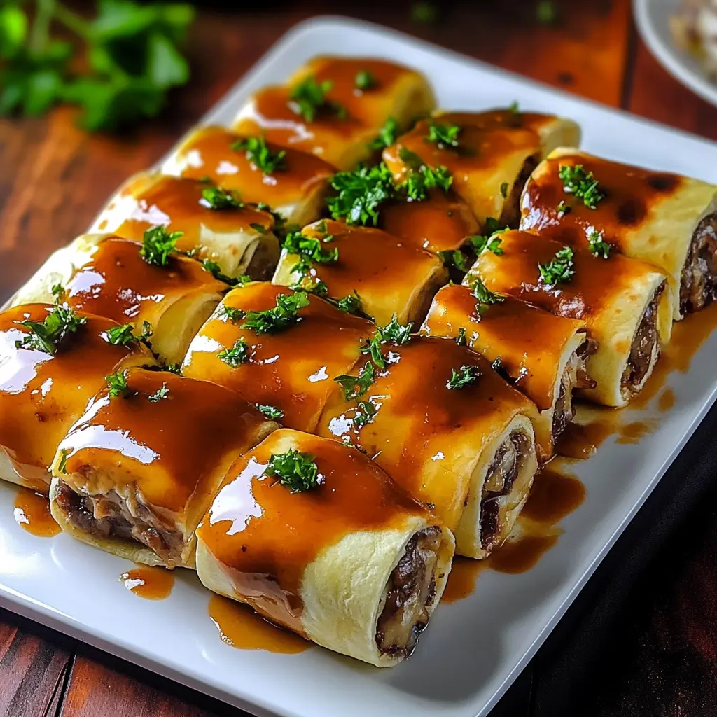 French Dip Tortilla Roll Ups Easy Weeknight Dinner 3 French Dip Tortilla Roll Ups centered hero view, clean and uncluttered