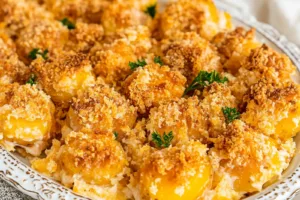 FUNERAL POTATOES centered hero view, clean and uncluttered