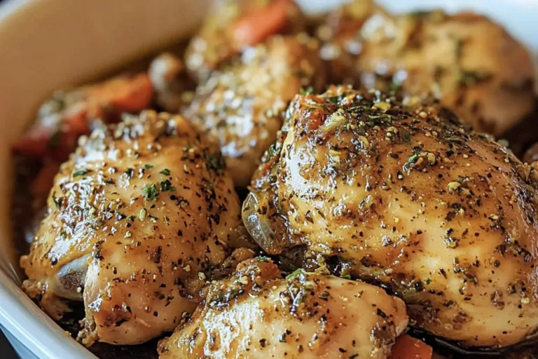 GARLIC BUTTER CHICKEN CROCKPOT centered hero view, clean and uncluttered