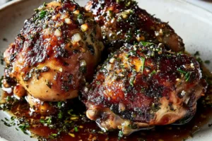 GARLIC HERB CHICKEN centered hero view, clean and uncluttered