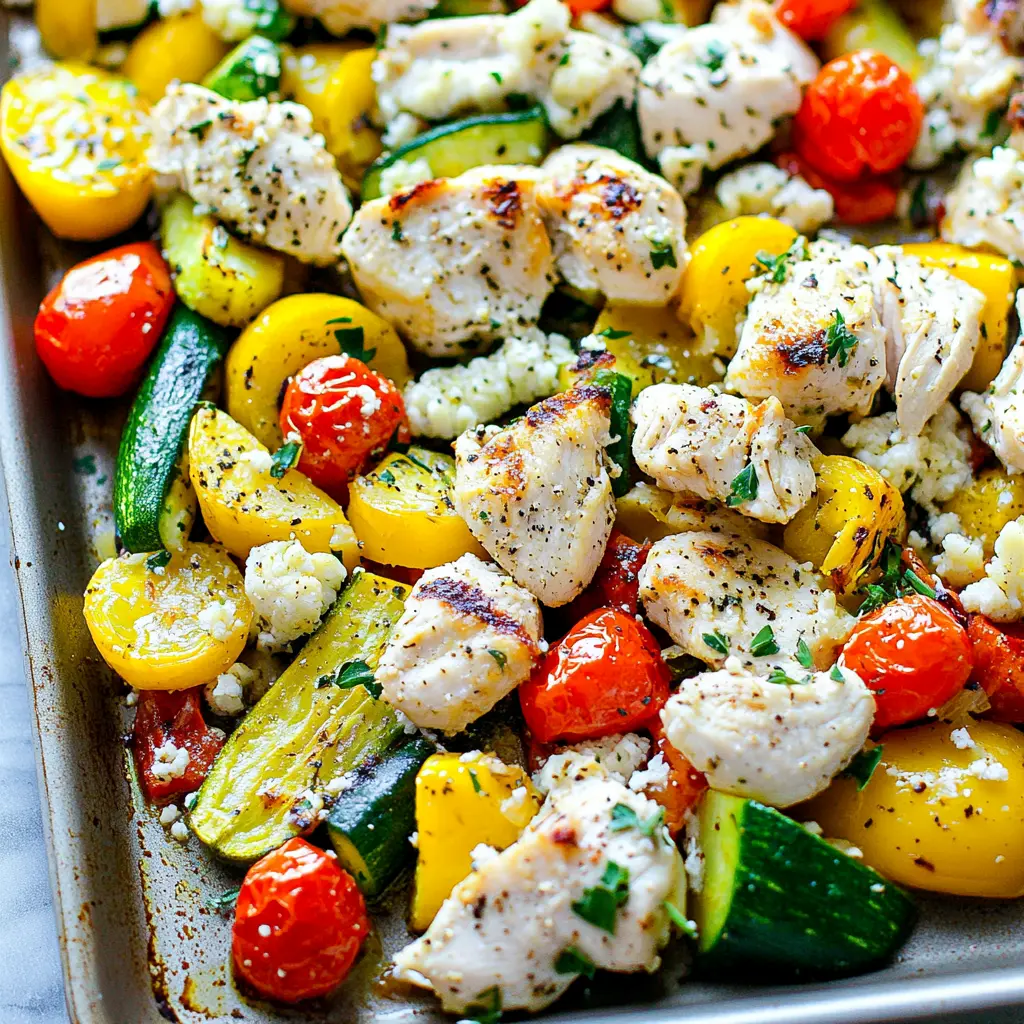 GREEK SHEET PAN CHICKEN AND VEGGIES centered hero view, clean and uncluttered