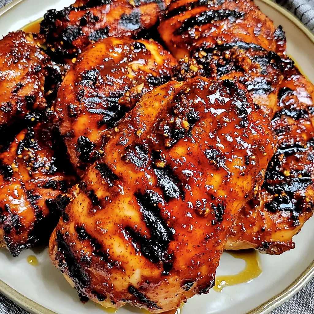 Grilled Honey Sriracha Chicken with caramelized glaze, centered hero view