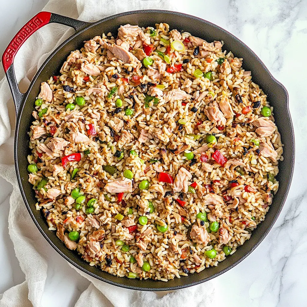 Ground Turkey and Rice Skillet Easy Weeknight Dinner 3 GROUND TURKEY AND RICE SKILLET centered hero view, clean and uncluttered