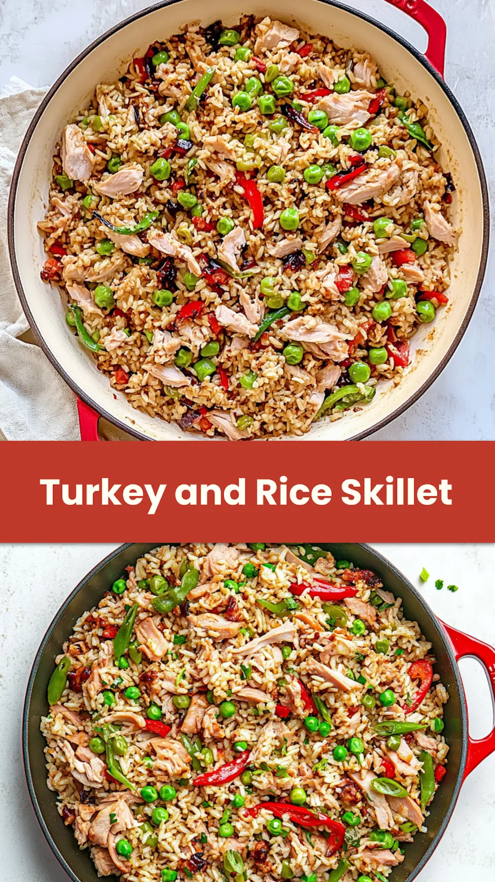 Ground Turkey and Rice Skillet Easy Weeknight Dinner 4 GROUND TURKEY AND RICE SKILLET centered hero view, clean and uncluttered