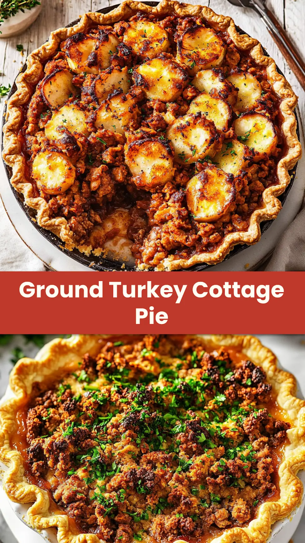 Ground Turkey Cottage Pie Easy Comforting Weeknight Dinner 4 Ground turkey cottage pie with golden mashed potato topping, perfect for pinning