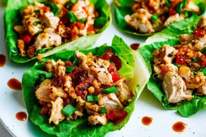Ground Turkey Lettuce Wraps Easy Fresh Weeknight Dinner GROUND TURKEY LETTUCE WRAPS centered hero view, clean and uncluttered