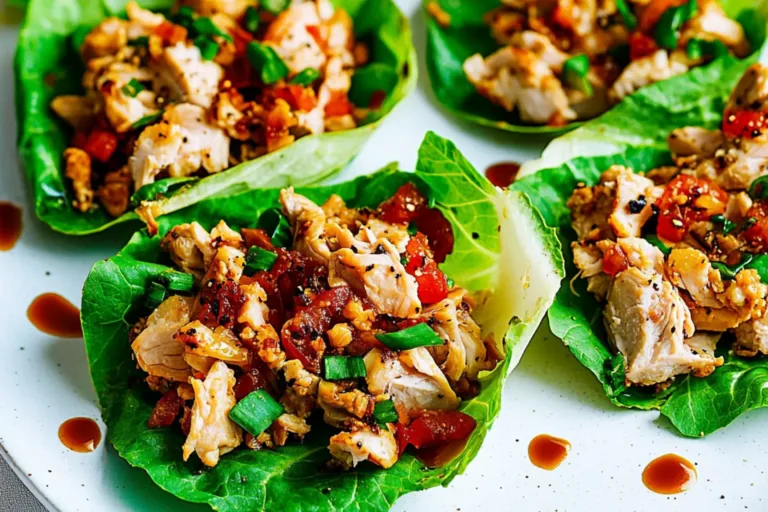 GROUND TURKEY LETTUCE WRAPS centered hero view, clean and uncluttered