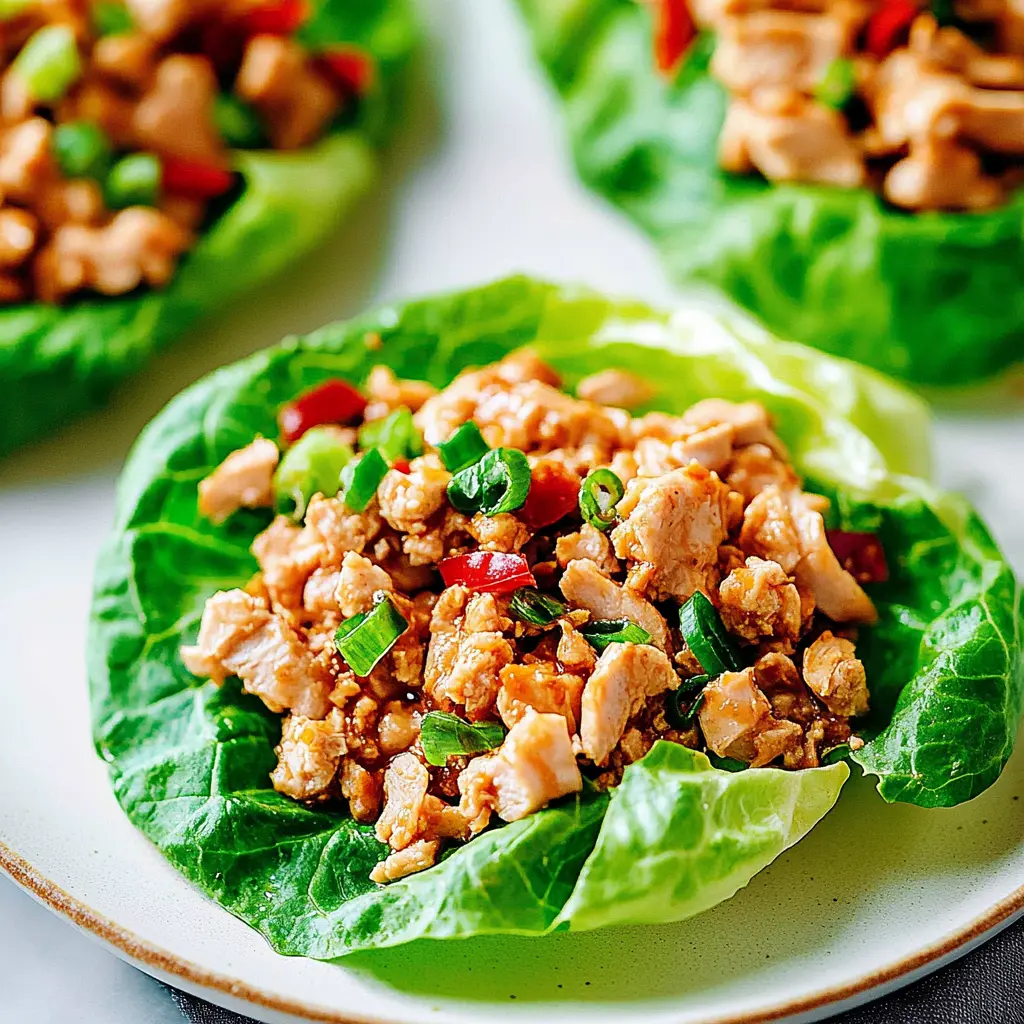 Ground turkey lettuce wraps centered hero view, clean and uncluttered