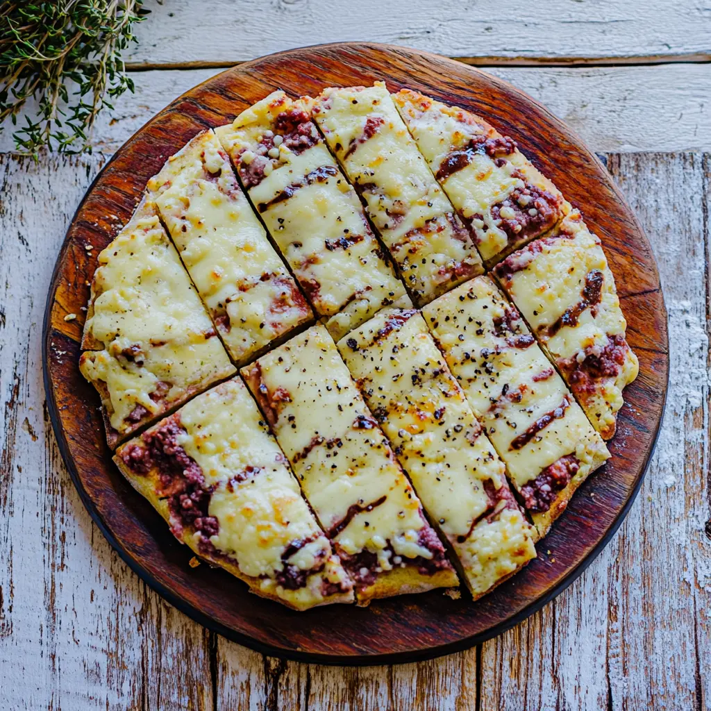 HIGH PROTEIN COTTAGE CHEESE FLATBREAD centered hero view, clean and uncluttered