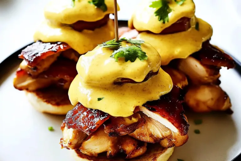 HONEY MUSTARD BLT CHICKEN SLIDERS centered hero view, clean and uncluttered