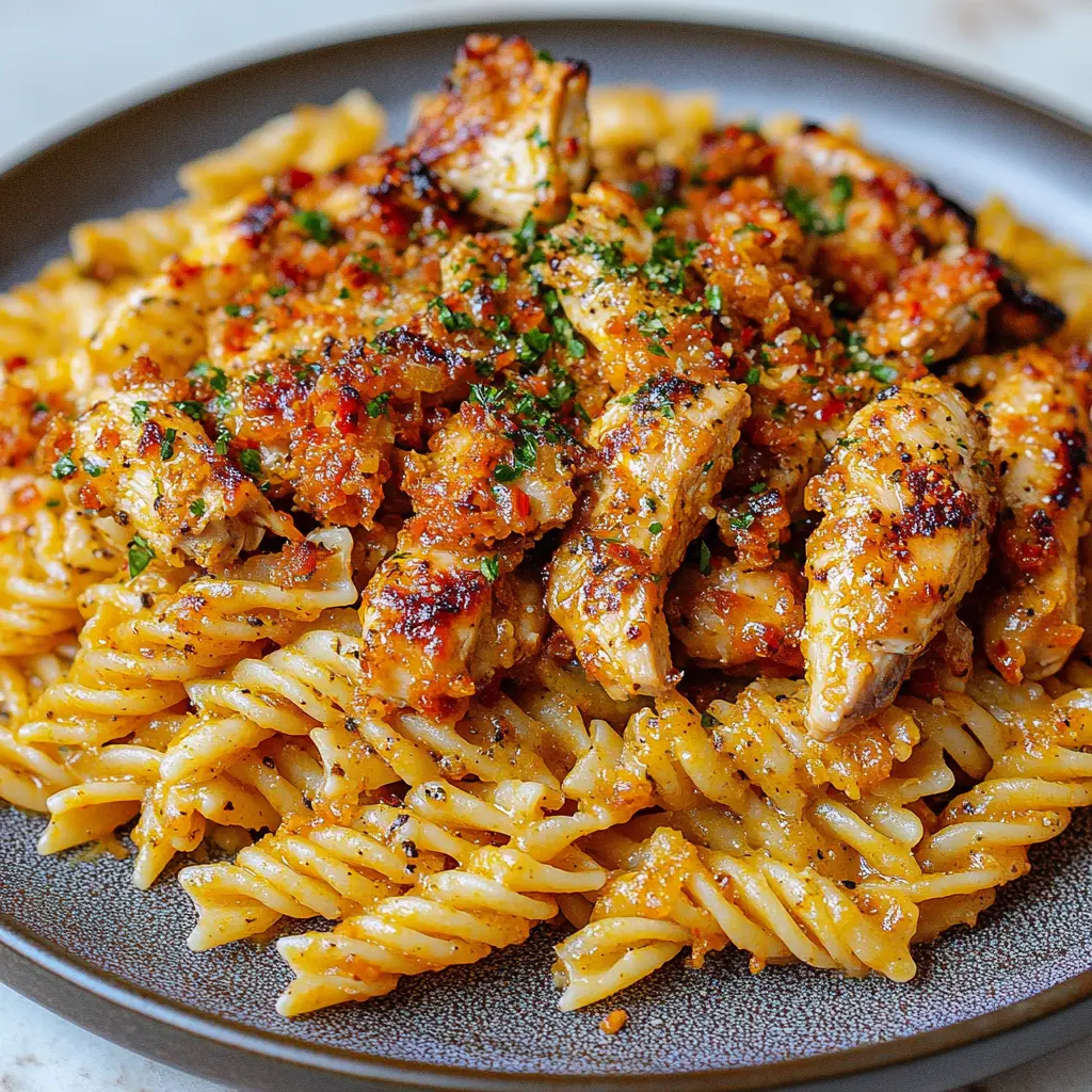 HONEY PEPPER CHICKEN PASTA centered hero view, clean and uncluttered