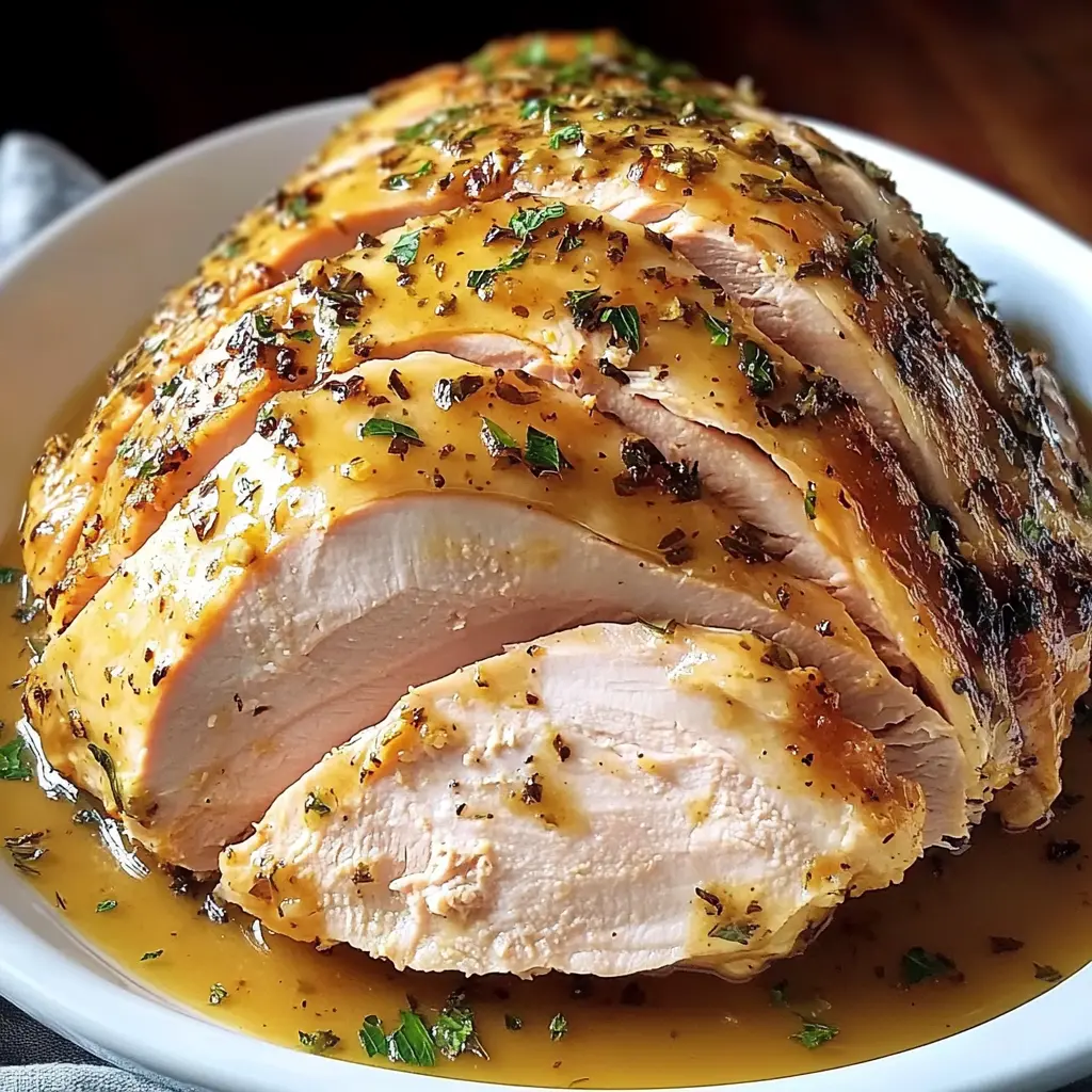 JUICY CROCKPOT TURKEY BREAST centered hero view, clean and uncluttered