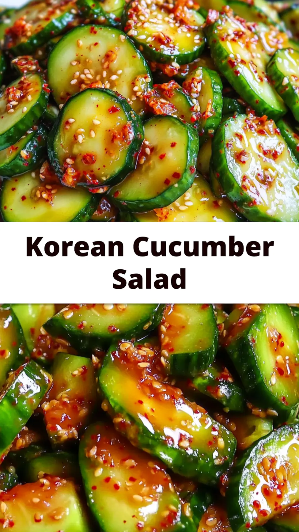 Korean cucumber salad centered hero view, clean and uncluttered