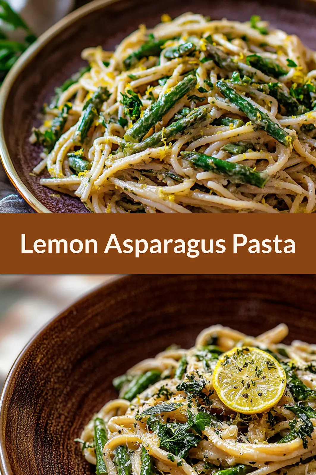 Lemon Asparagus Pasta Easy Spring Dinner Perfect Weeknight Meal 4 Lemon asparagus pasta with fresh herbs and bright spring vegetables, recipe pin image