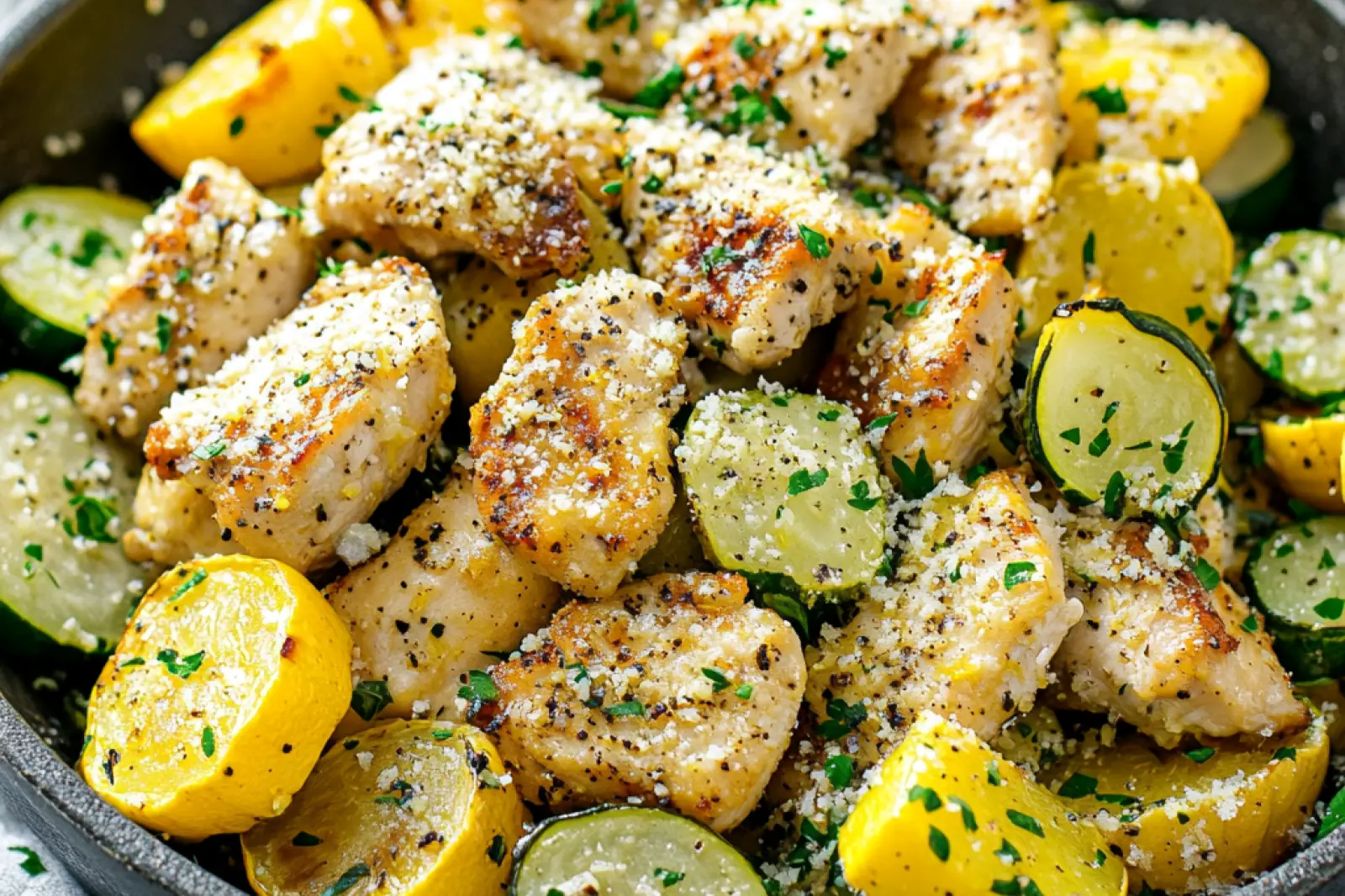 Lemon Parmesan Chicken Zucchini and Squash Easy Weeknight Dinner