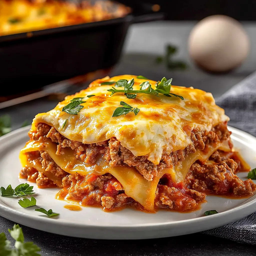 Low-Carb Egglife Lasagna Easy Weeknight Dinner Recipe 3 LOW CARB EGGLIFE LASAGNA centered hero view, clean and uncluttered