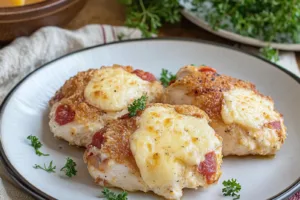 LOW CARB KETO COTTAGE CHEESE CHICKEN centered hero view, clean and uncluttered