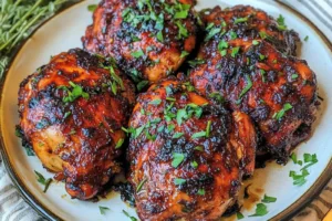 ONE PAN CHICKEN THIGHS 45 MINUTES centered hero view, clean and uncluttered