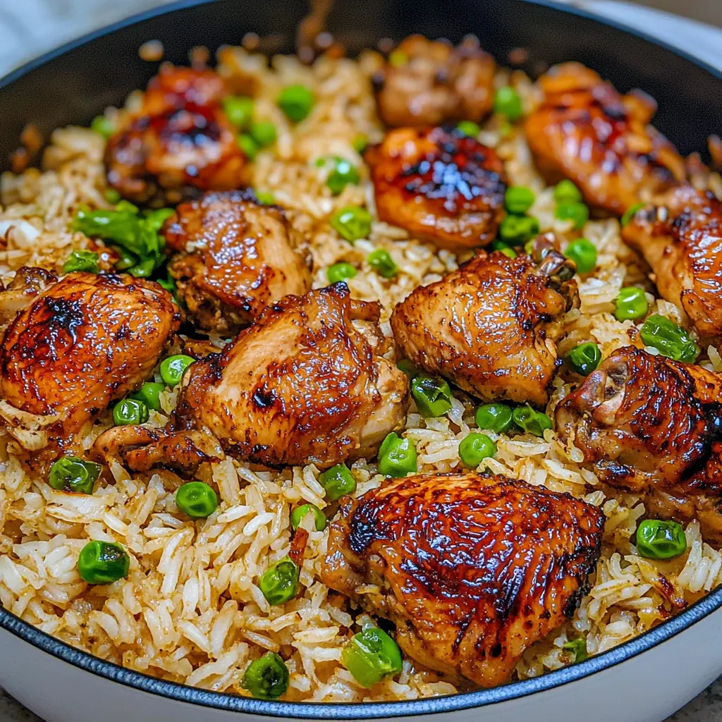 One Pot Chicken and Rice Easy Weeknight Dinner 3 ONE POT CHICKEN AND RICE centered hero view, clean and uncluttered