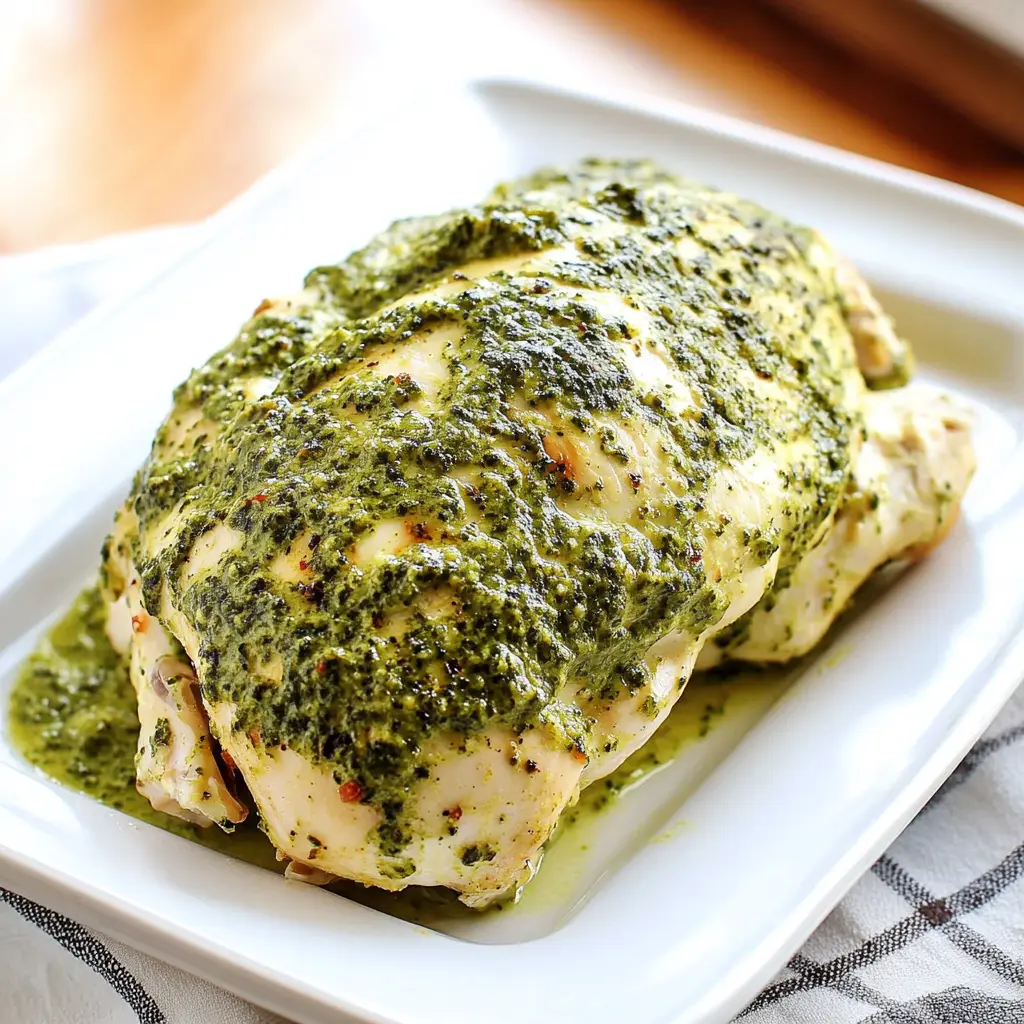 Quick Prep Baked Pesto Chicken centered hero view, clean and uncluttered
