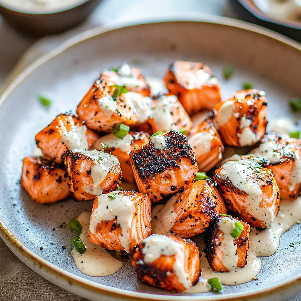 AIR FRYER SALMON BITES centered hero view, clean and uncluttered