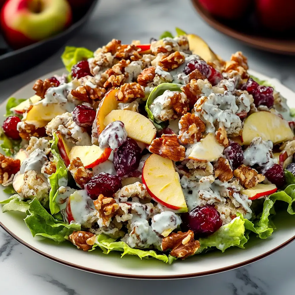 APPLE WALNUT CRANBERRY SALAD centered hero view, clean and uncluttered