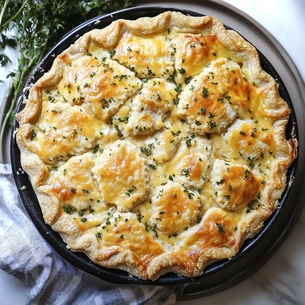 CHEDDAR BAY BISCUIT CHICKEN POT PIE centered hero view, clean and uncluttered