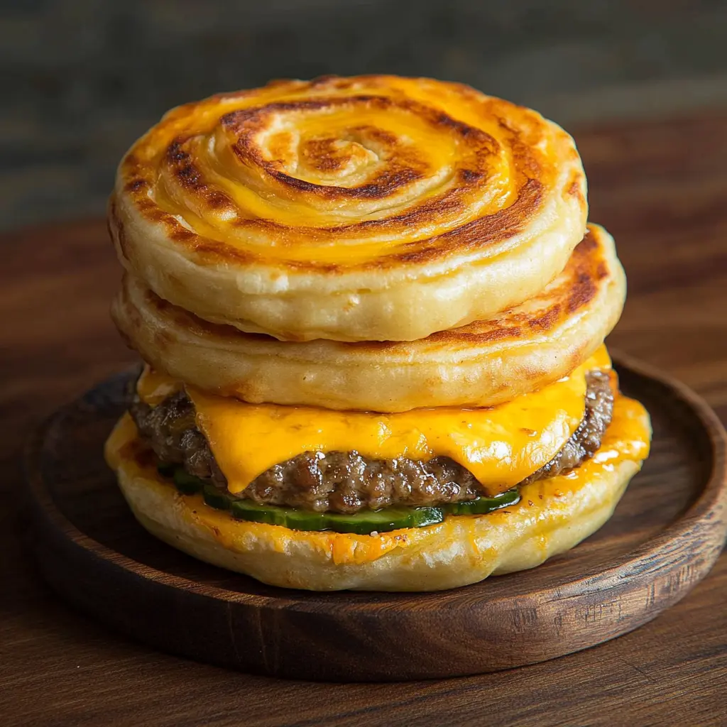 CHEESY SMASH BURGER PARATHAS recipe, served and ready to eat, easy homemade dinner