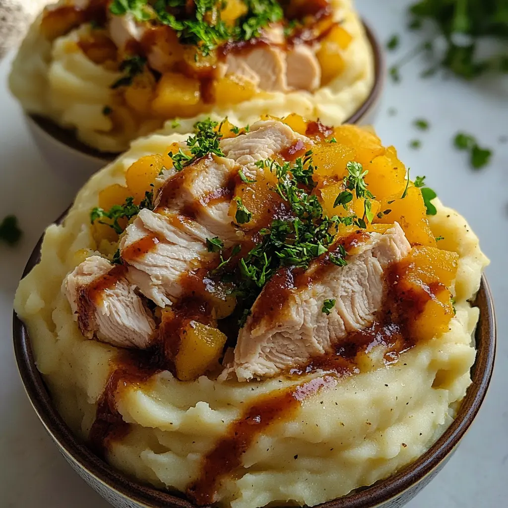 CHICKEN MASHED POTATO BOWLS centered hero view, clean and uncluttered