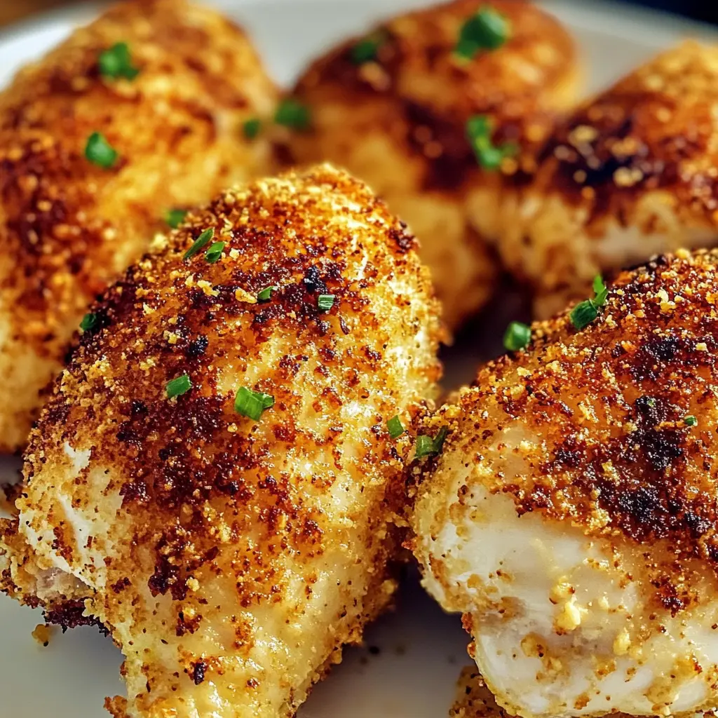 Crispy Air Fryer Parmesan Chicken Easy Weeknight Dinner 2 CRISPY AIR FRYER PARMESAN CHICKEN centered hero view, clean and uncluttered