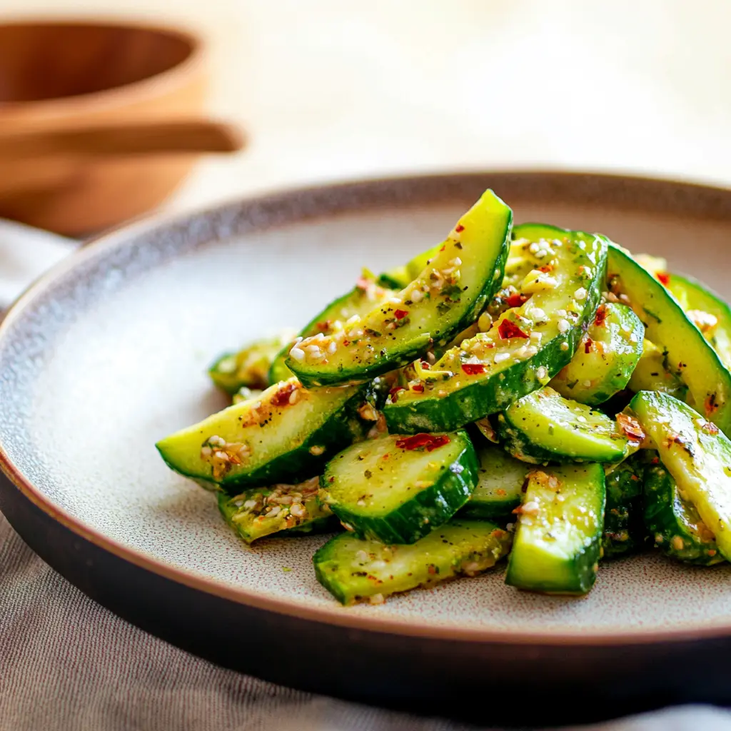 CUCUMBER SALAD TIKTOK centered hero view, clean and uncluttered