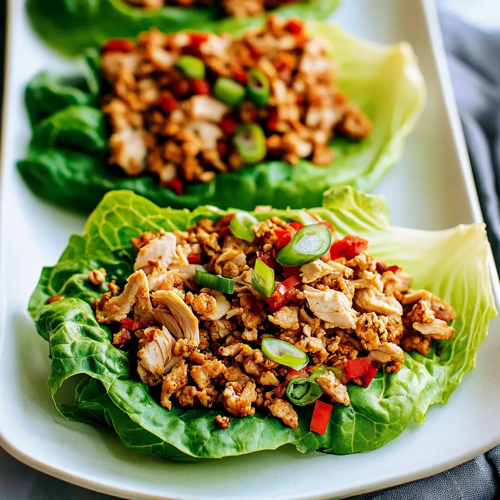 GROUND TURKEY LETTUCE WRAPS centered hero view, clean and uncluttered