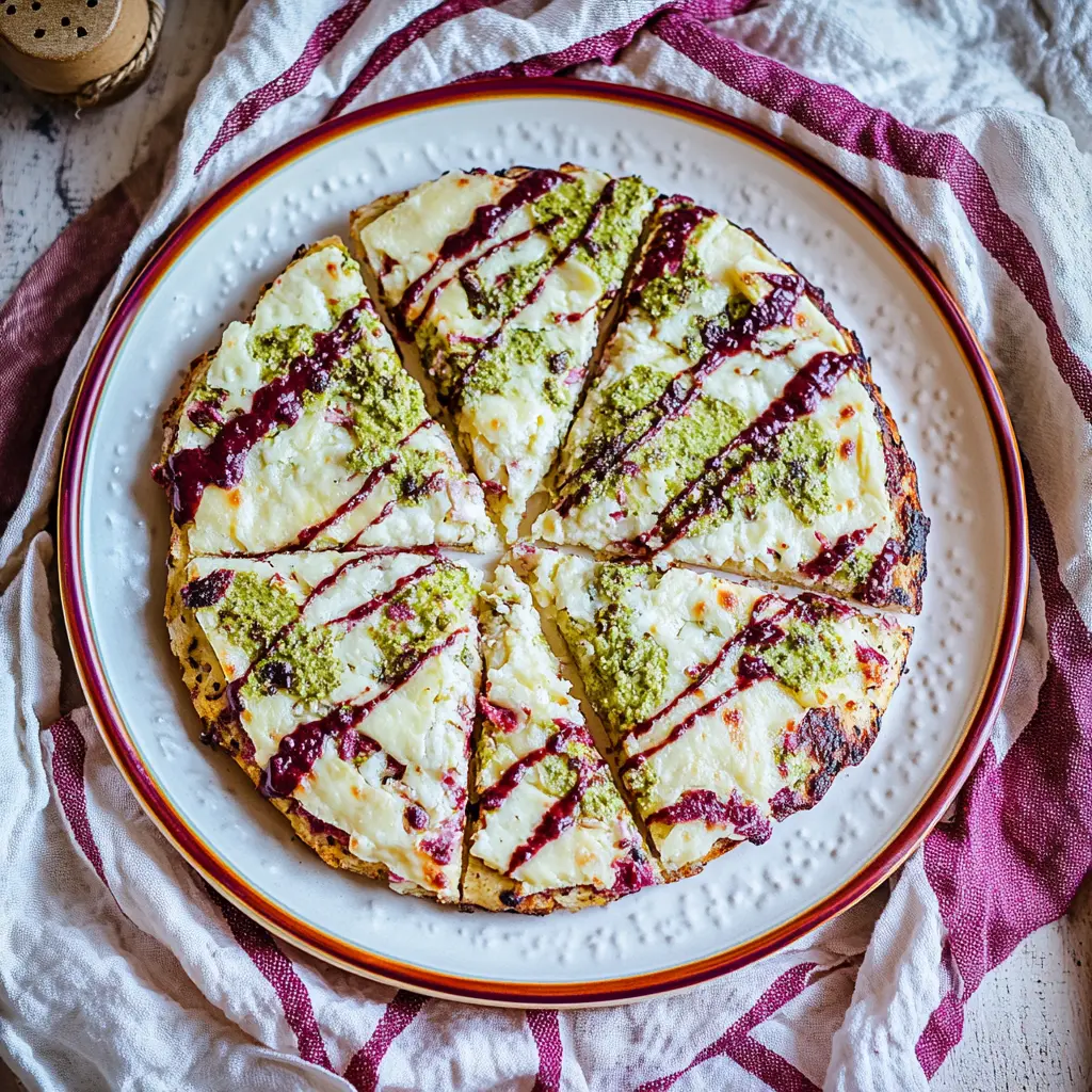 HIGH PROTEIN COTTAGE CHEESE FLATBREAD centered hero view, clean and uncluttered