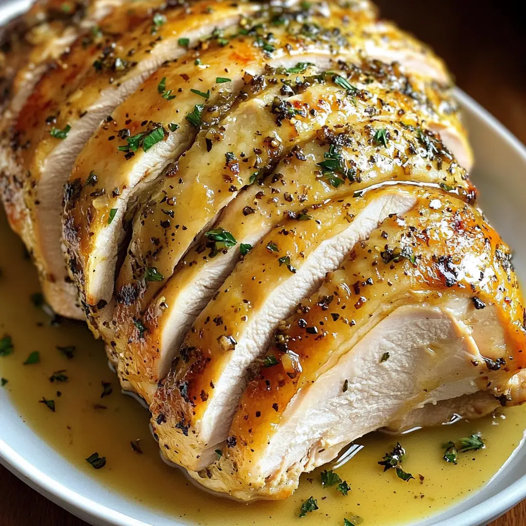 JUICY CROCKPOT TURKEY BREAST centered hero view, clean and uncluttered
