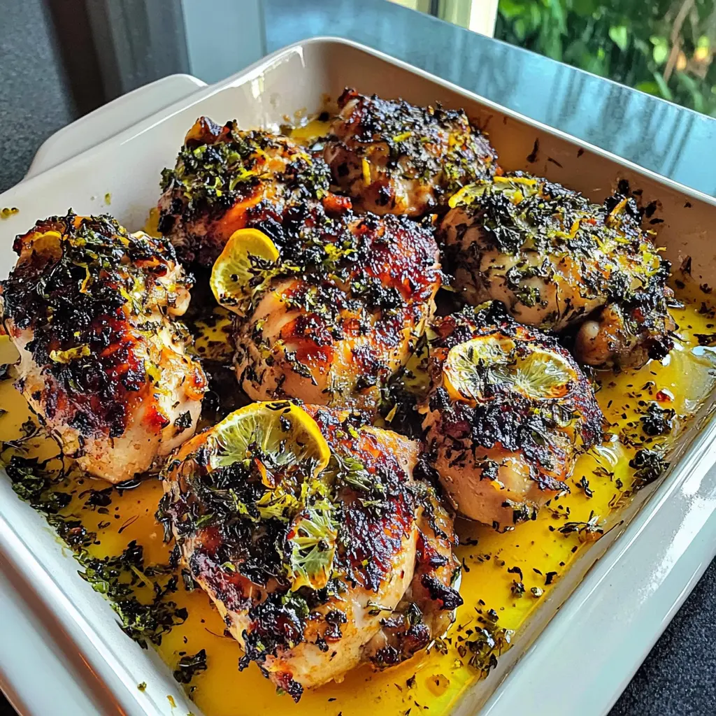 Lemon Herb Roasted Chicken Thighs Spring Perfect Easy Meal 2 LEMON HERB ROASTED CHICKEN THIGHS recipe, served and ready to eat, easy homemade dinner