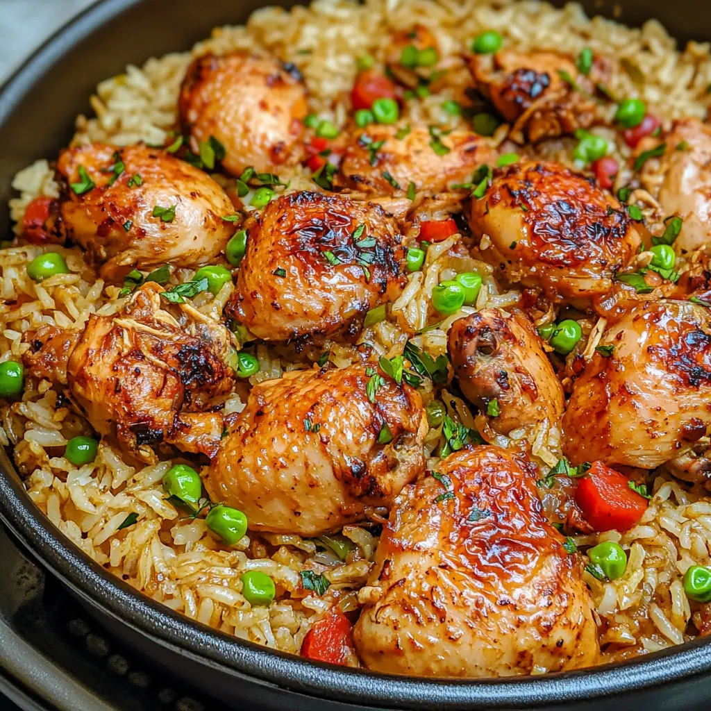 One Pot Chicken and Rice Easy Weeknight Dinner 2 ONE POT CHICKEN AND RICE centered hero view, clean and uncluttered